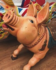 Rare Genuine Carousel Pig Not Horse Carved Wood.  Hand Painted