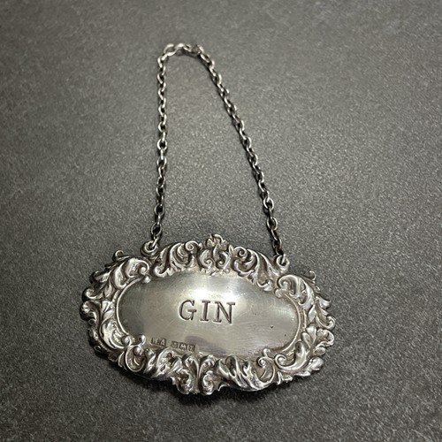 Silver gin decanter - hm, label