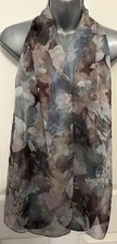 Beautiful Quality Multi Watercolour Flower Print Sheer Small Scarf- One Size New