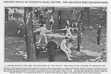 FENCING The Amateur Epee Championship at Lincoln's inn - Vintage Print 1931