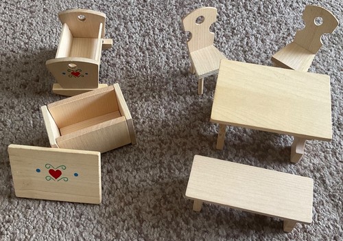 Wooden dolls house - house, furniture
