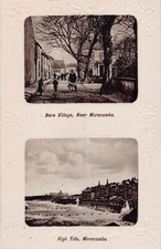 POSTCARD - MORECAMBE - BARE VILLAGE AND HIGH TIDE - EMBOSSED - CHOWN SERIES