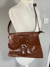 Rowallan tan caramel brown glossy real leather crossbody bag handbag