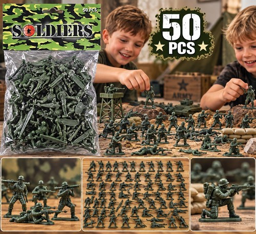 50x toy soldiers green plastic - soldiers,