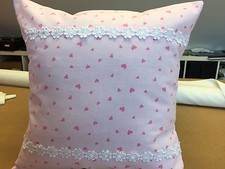 ONE OFF  HANDMADE CUSHION IN LAURA ASHLEY SWEETHEART WITH DOTTY TRIM