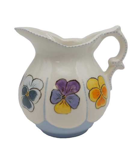 Pottery milk jug hand painted - jug,