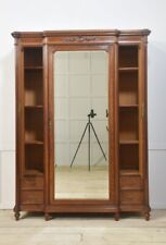 French Louis XVI Mahogany Armoire | Antique Wardrobe | Ornate Mirrored Closet