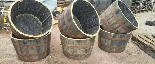 Half whisky barrel planter - whisky,