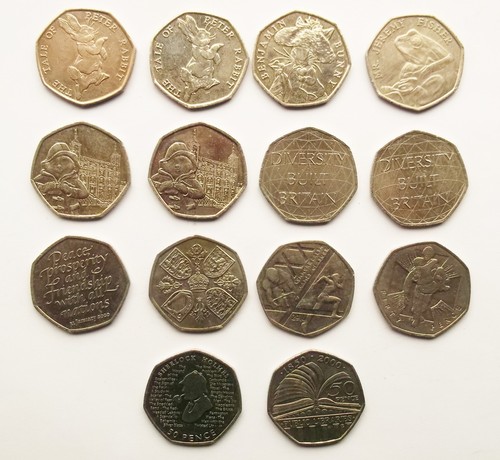 Lot 14x 50p - 50p, coins