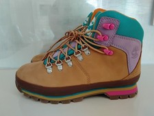 Timberland Women's Euro Hiker Waterproof Boots Womens 7.5 Color: Tan/Teal/Purple