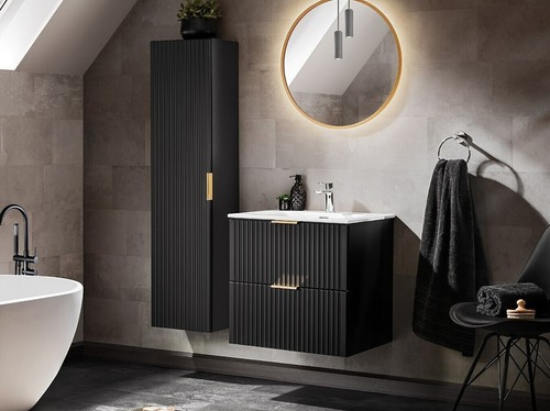 Bathroom furniture set black - bathroom,