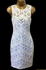 Lipsy Lace Bodycon Dress 8 Blue White Cornflower Occasion Party Wedding Evening
