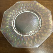 Vintage Pink Frosted Depression Glass Plate