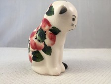 Griselda Hill Pottery Wemyss Small Thinking Cat Wild Rose Pattern