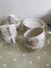 Wedgwood Peter Rabbit Beatrix Potter Vintage 6 Cups And 6  Saucer.