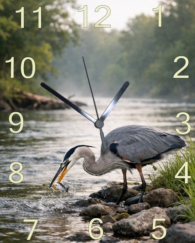 Heron wall hanging clock - hanging,