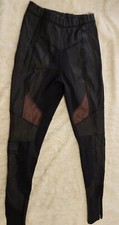 Francis Leon Black Leather Panelled Neoprene Trousers Leggings size 0/UK 8-10