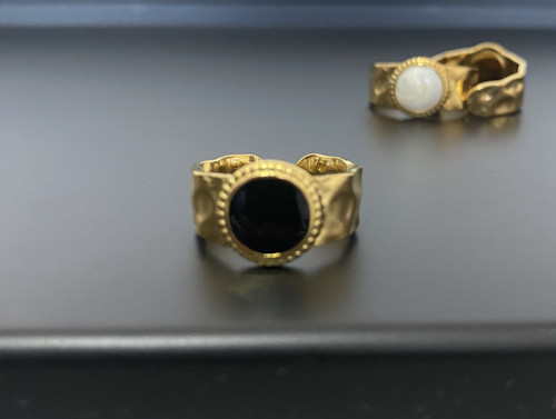 Gold black opal ring - gold,