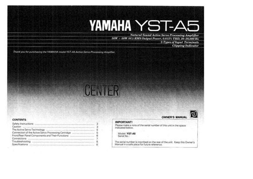 Yamaha yst amplifier owners - yamaha,