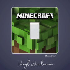Minecraft Light Switch Vinyl Sticker Cover Skin Decal Kids Bedroom 84mm x 84mm
