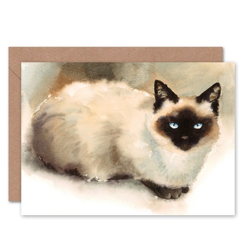 Cat ragdoll watercolour card - cat,