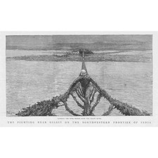 INDIA Crossing the Rope Bridge over the Gilgit River - Antique Print 1891