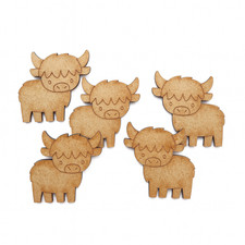Highland Cow MDF Craft Shapes Animals Decor DIY Wooden Ornaments Blanks