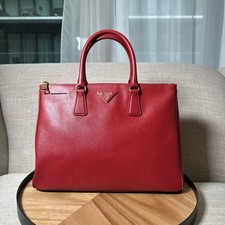 prada tote bag leather Red
