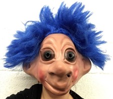 90's Fancy Dress Troll Mask Halloween Doll Toy Costume Lucky Good Luck Latex