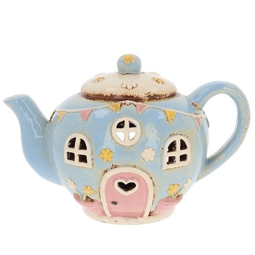 Village pottery round blue - village,