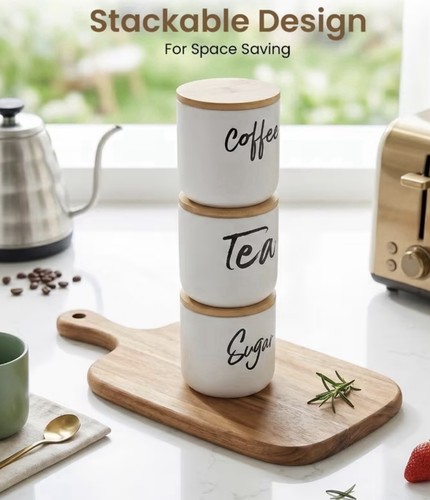 Stackable tea coffee sugar set - stackable,
