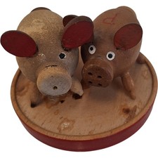 Wooden Pig Salt and Pepper