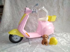 Barbie FRP56 ESTATE Mo-Ped Motorbike With Dog & Helmet Pink Scooter