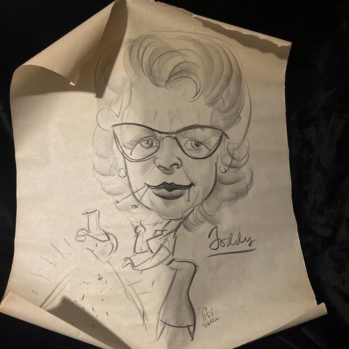 Vtg caricature drawing sketch - drawing,