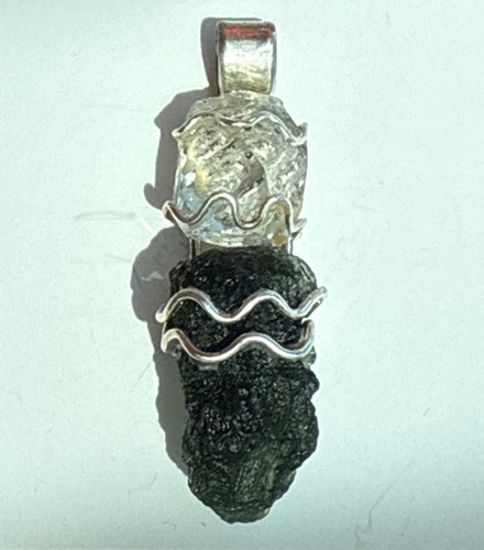 Moldavite and herkimer diamond - herkimer,