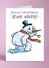 Christmas Card Adult Funny Humour Rude Offensive Snow Man Xmas card