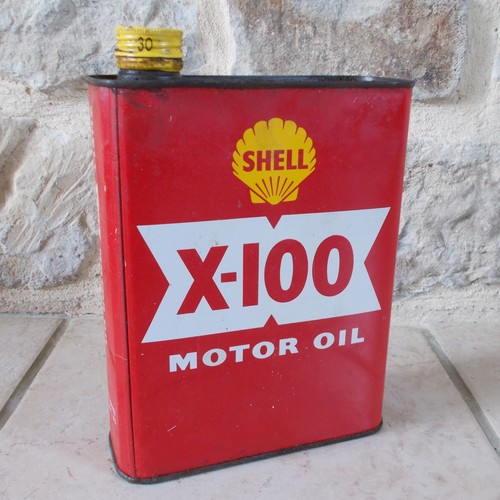 Old shell 100 oil can - x-100, tin