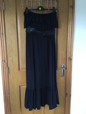 Ladies Debenhams Red Herring black bardot maxi dress uk14 wedding party 