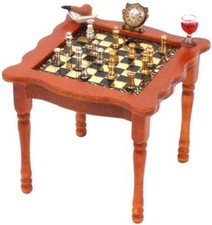 Dolls House Walnut Chess Table