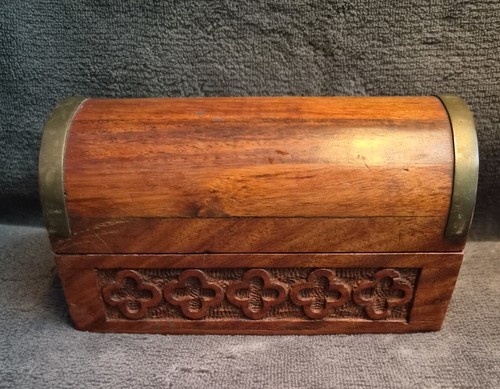 Small carved round top wooden - small,