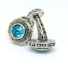 Cufflinks silver blue - cufflinks, stone
