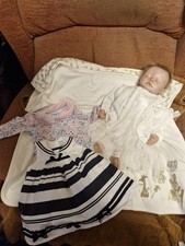 Reborn Bountiful Baby  Sleeping Baby Girl Nicely Weighted 3 Outfits & Blanket B