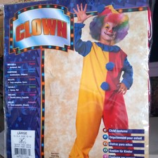 Childrens Circus Clown Jester Halloween Fancydress Costume Large 12-14 