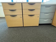 3 drawer (large) Filing Cabinet, Wooden - Light Oak Finish on wheels 