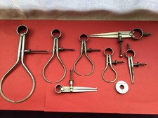 Vintage Brown & Sharpe dividers/calipers x 7 + micrometer 1” gauge Used 
