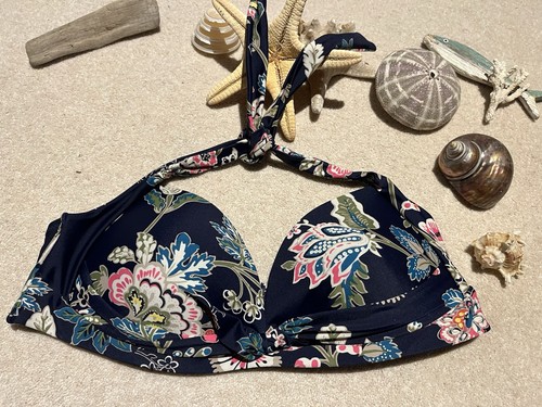 Joules navy floral bikini top - joules,