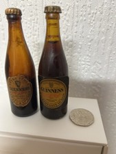 2 x MINIATURE GUINNESS BOTTLES (different labels ) approx 3" in height