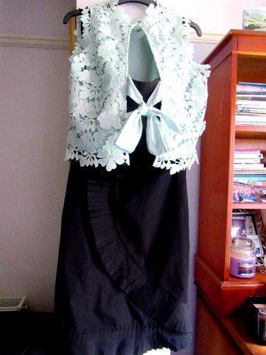 Ruffled front dress - dress, lace