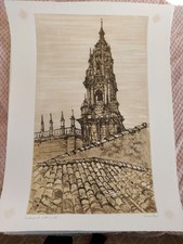 Richard Beer Etching. Signed Artists Proof of Santiago III. Unframed.