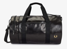 BNWT FRED PERRY AUTHENTIC TONAL PU BARREL BAG, DARK NAVY/GOLD, SL5170 G71.